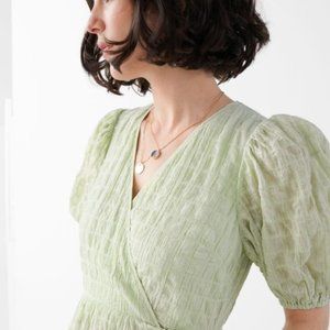 & OTHER STORIES Puff Sleeve Wrap Maxi Dress, Green, Size 6